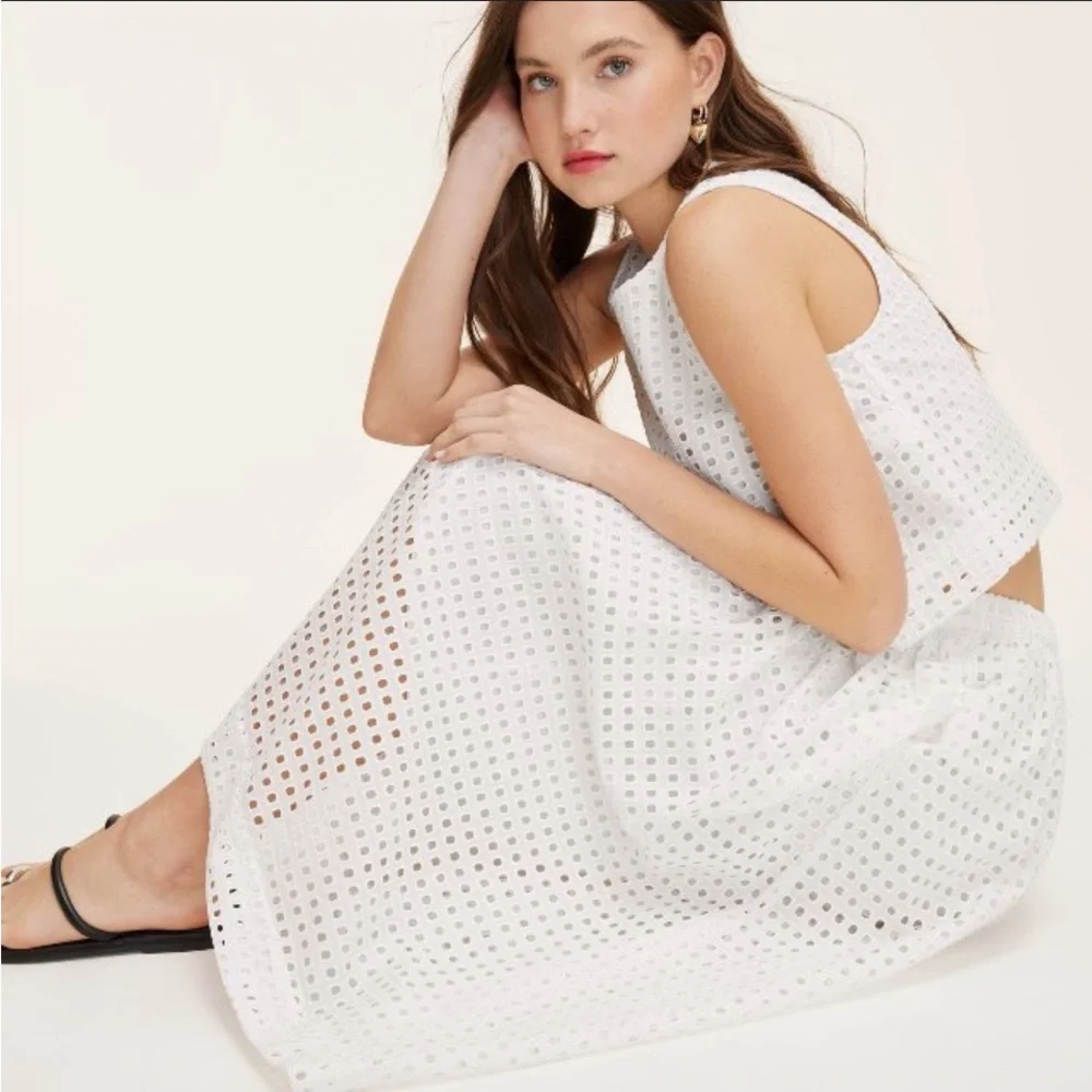 NWT kate spade x Target Eyelet Volume Midi Skirt in white -S